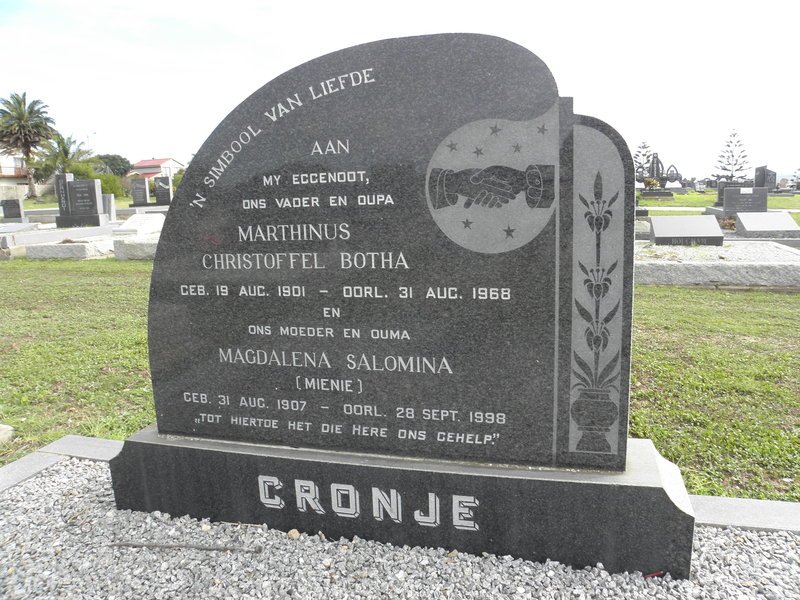 CRONJE Marthinus Christoffel Botha 1901-1968 &amp; Magdalena Salomina MIENIE 1907-1998 :: CRONJE Jacques 1940-1998