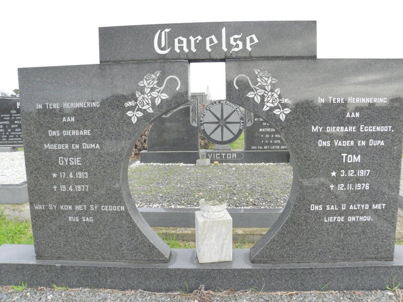 CARELSE Tom 1917-1976 &amp; Gysie 1913-1977