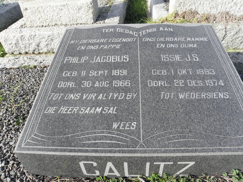 CALITZ Philip Jacobus 1891-1966 &amp; Issie J.S. 1893-1974