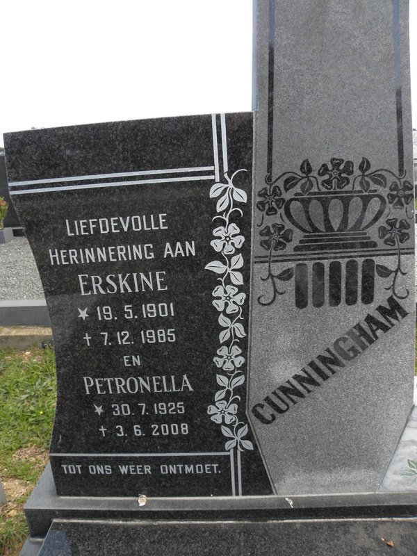 CUNNINGHAM Erskine 1901-1985 &amp; Petronella 1925-2008