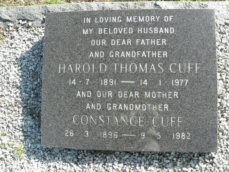 CUFF Harold Thomas 1891-1977 &amp; Constance 1896-1982