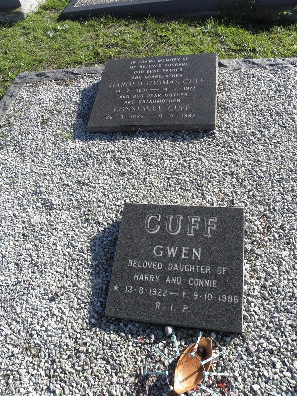 CUFF Harold Thomas 1891-1977 &amp; Constance 1896-1982 :: CUFF Gwen 1922-1986