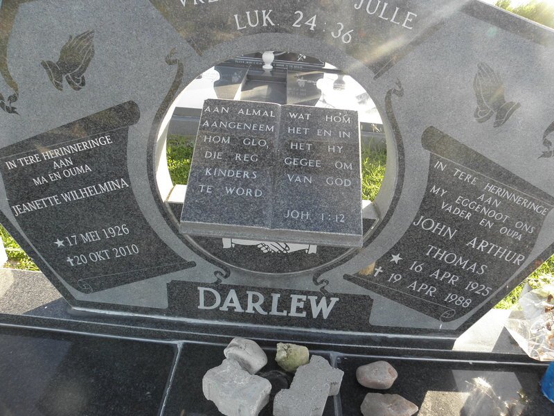 DARLEW John Arthur Thomas 1925-1988 &amp; Jeanette Wilhelmina 1926-2010
