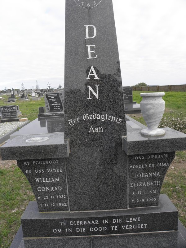 DEAN William Conrad 1932-1982 &amp; Johanna Elizabeth 1931-1995