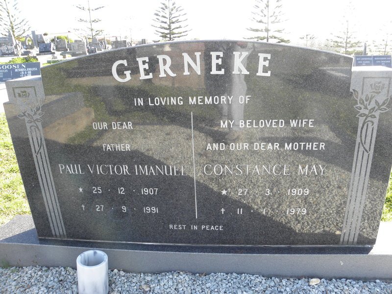 GERNEKE Paul Victor Imanuel 1907-1991 &amp; Constance May 1909-1979