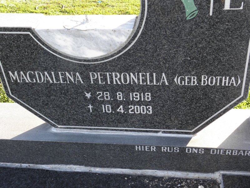 GERICKE Magdalena Petronella nee BOTHA 1918-2003