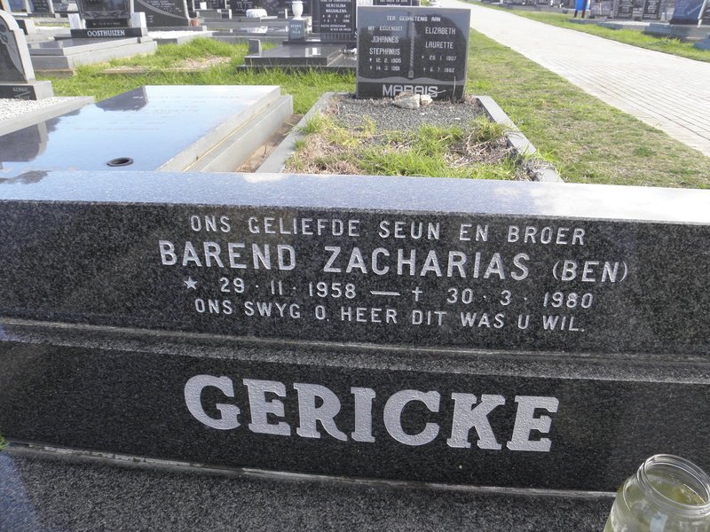 GERICKE Benjamin Zacharias 1958-1980