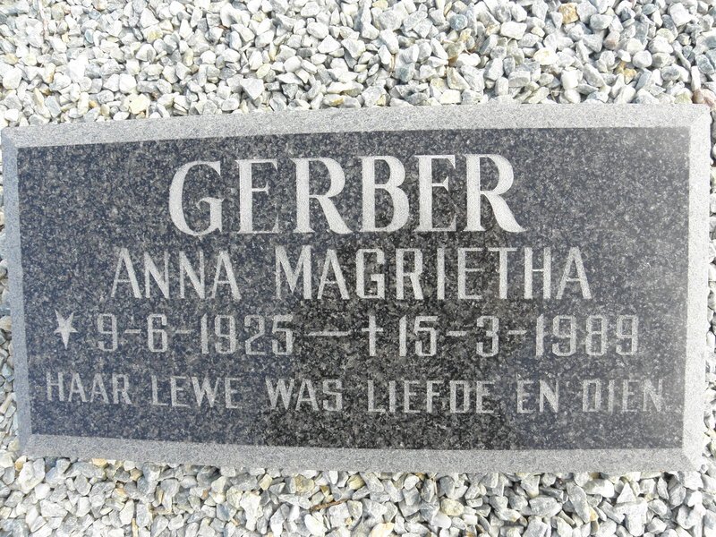GERBER Anna Magrietha 1925-1989