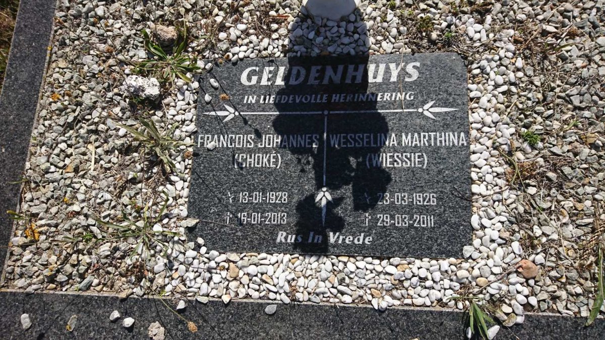 GELDENHUYS Francois Johannes 1928-2013 &amp; Wesselina Marthina 1926-2011