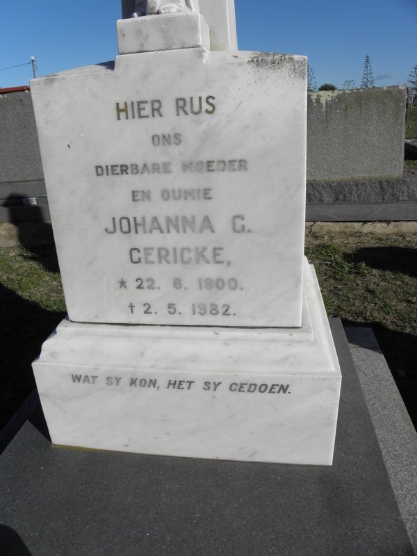GERICKE Johanna G. 1900-1982