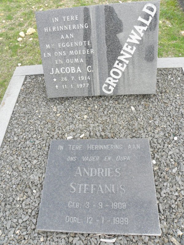 GROENEWALD Andries Stefanus 1908-1989 &amp; Jacoba C. 1914-1977