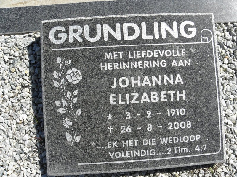 GRUNDLING Johanna Elizabeth 1910-2008