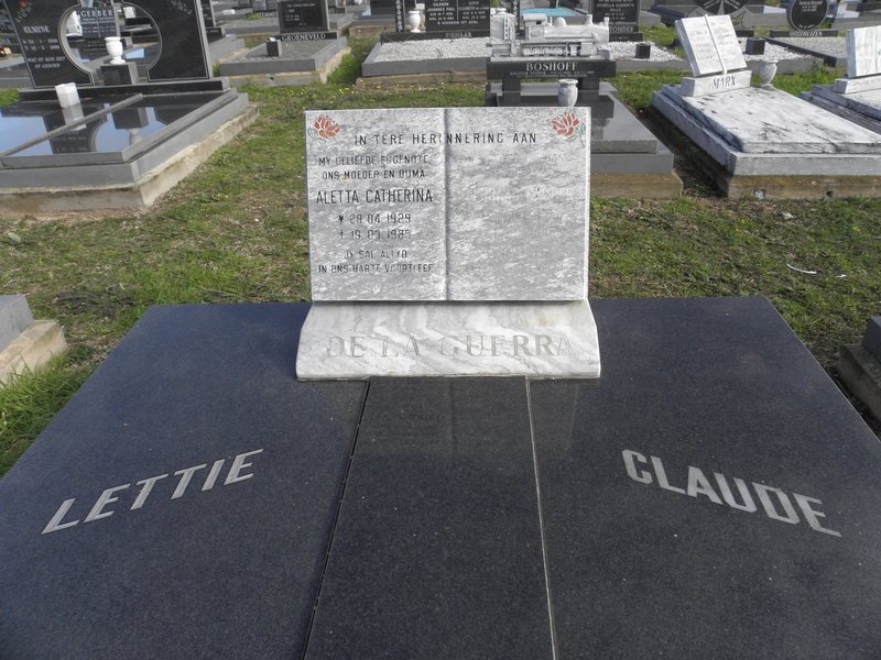 GUERRA Coenraad Casper, de la 19??-1999 &amp; Aletta Catherina 1929-1985