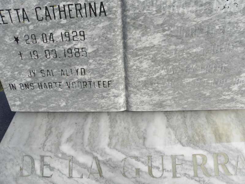 GUERRA Coenraad Casper, de la 19??-1999 &amp; Aletta Catherina 1929-1985