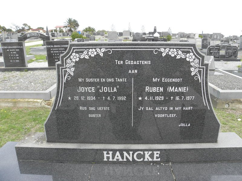 HANCKE Ruben 1929-1977 :: HANCKE Joyce 1934-1992
