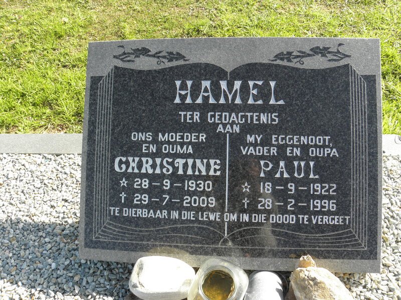 HAMEL Paul 1922-1996 &amp; Christine 1930-2009