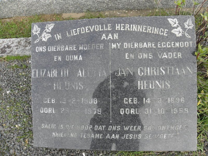 HEUNIS Jan Christiaan 1896-1959 &amp; Elizabeth Aletta 1908-1979