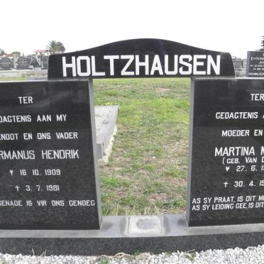 HOLTZHAUSEN Hermanus Hendrik 1909-1981 &amp; Martina Maria VAN DYK 1906-1999