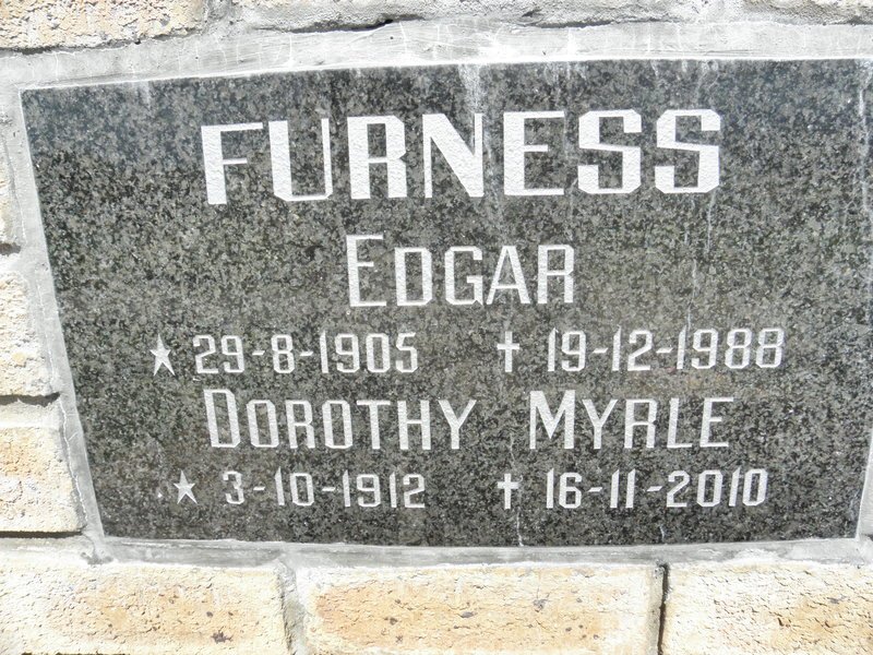 FURNESS Edgar 1905-1988 &amp; Dorothy Myrle 1912-2010