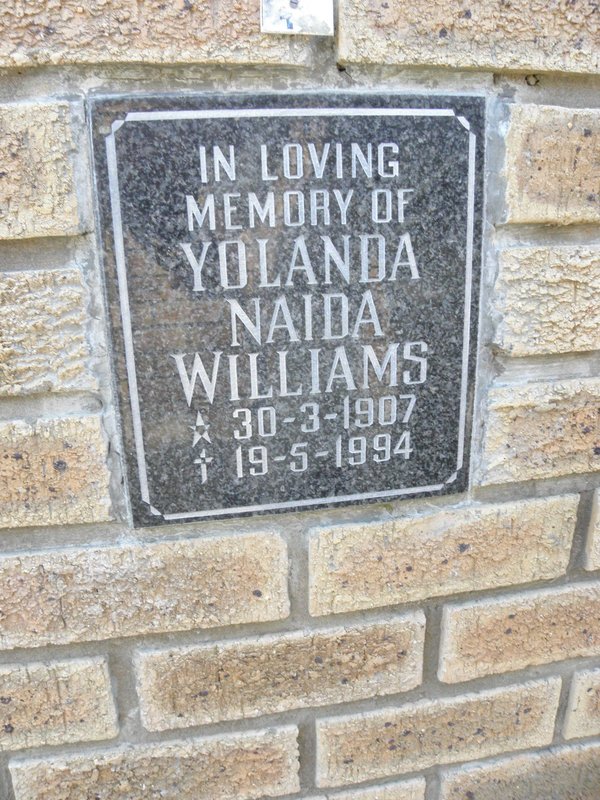 WILLIAMS Yolanda Naida 1907-1994