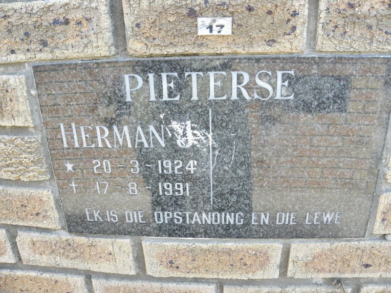 PIETERSE Herman J. 1924-1991