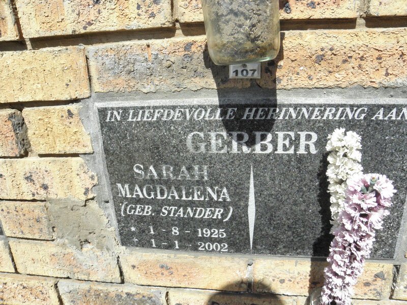 GERBER Sarah Magdalena nee STANDER 1925-2002