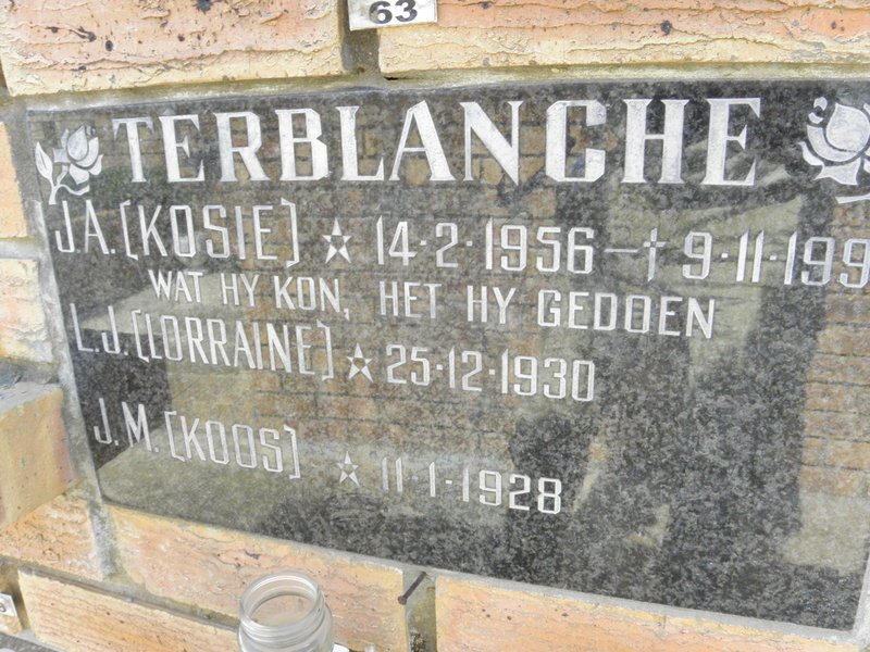 TERBLANCHE J.A. 1956-199? :: TERBLANCHE L.J. 1930- :: TERBLANCHE J.M. 1928-