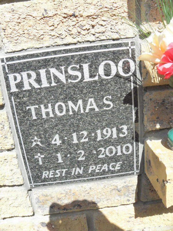 PRINSLOO Thomas 1913-2010