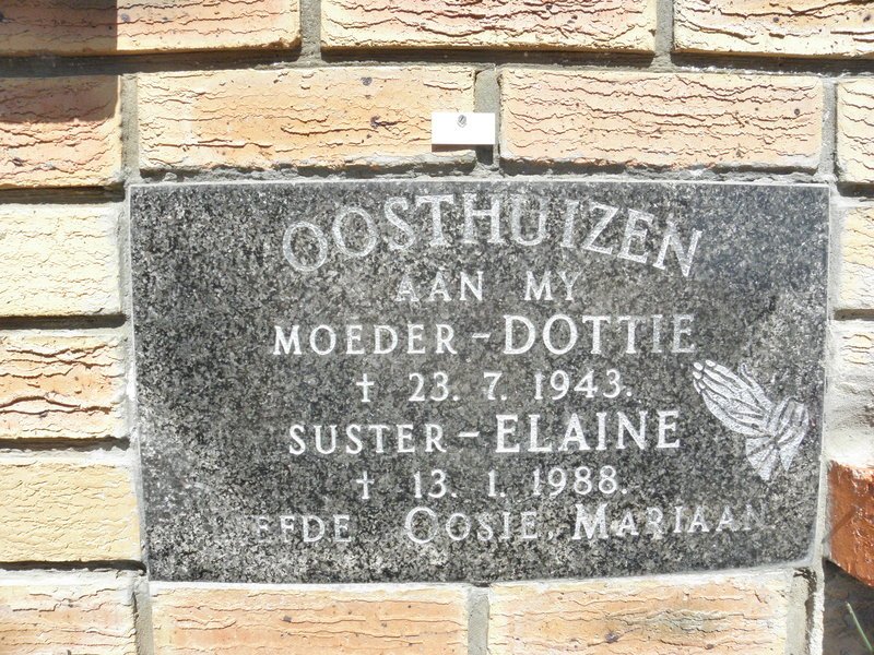 OOSTHUIZEN Dottie -1943 :: OOSTHUIZEN Elaine -1988