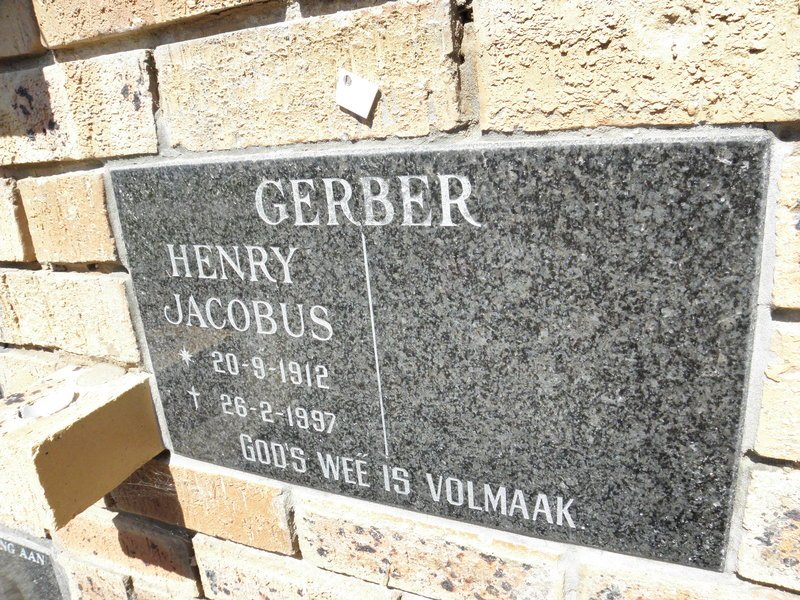 GERBER Henry Jacobus 1912-1997
