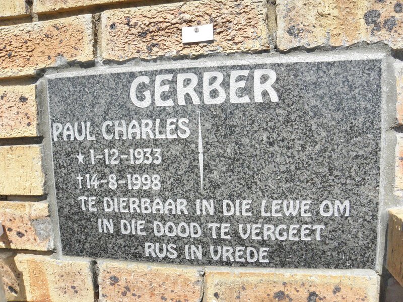 GERBER Paul Charles 1933-1998