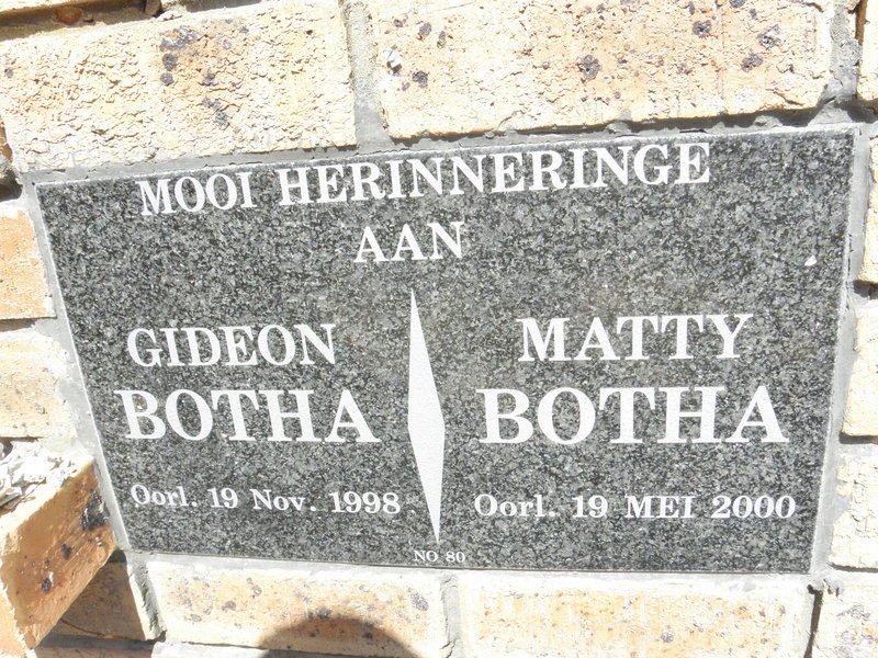 BOTHA Gideon -1998 &amp; Matty -2000