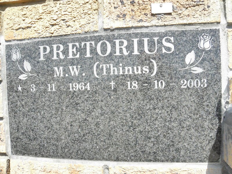 PRETORIUS M.W. 1964-2003