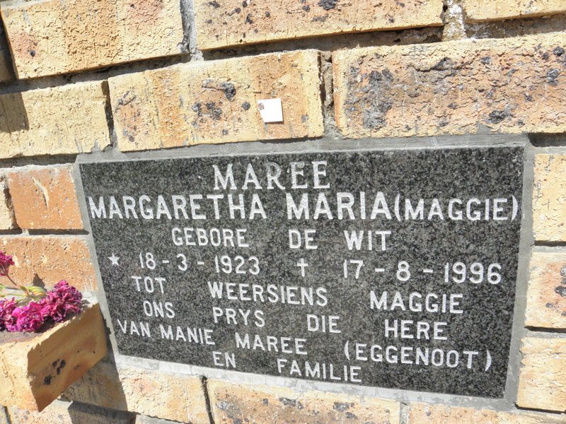 MAREE Margaretha Maria nee DE WIT 1923-1996