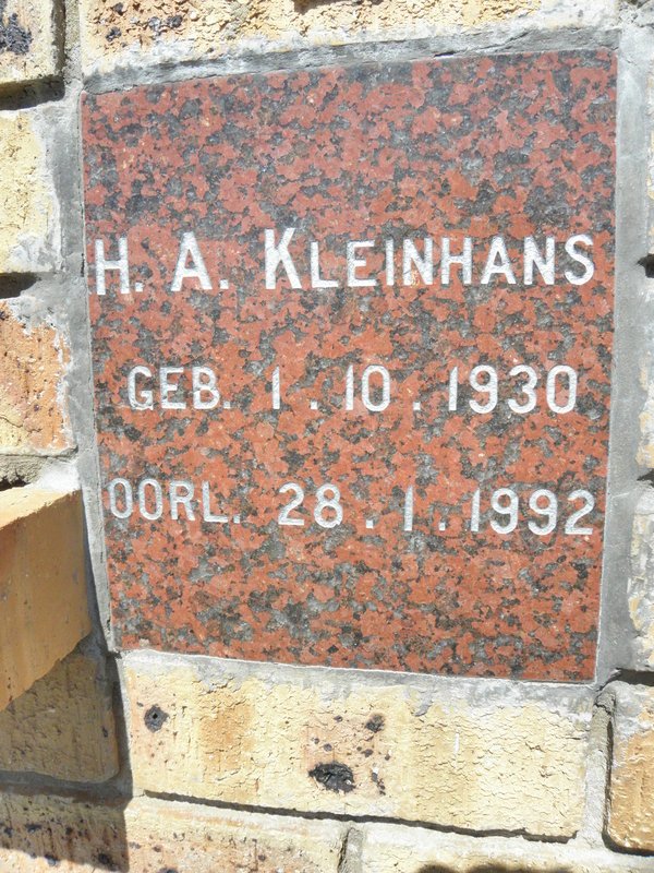 KLEINHANS H.A. 1930-1992