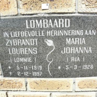 LOMBAARD Zybrandt Lourens 1919-1997 &amp; Maria Johanna 1928-