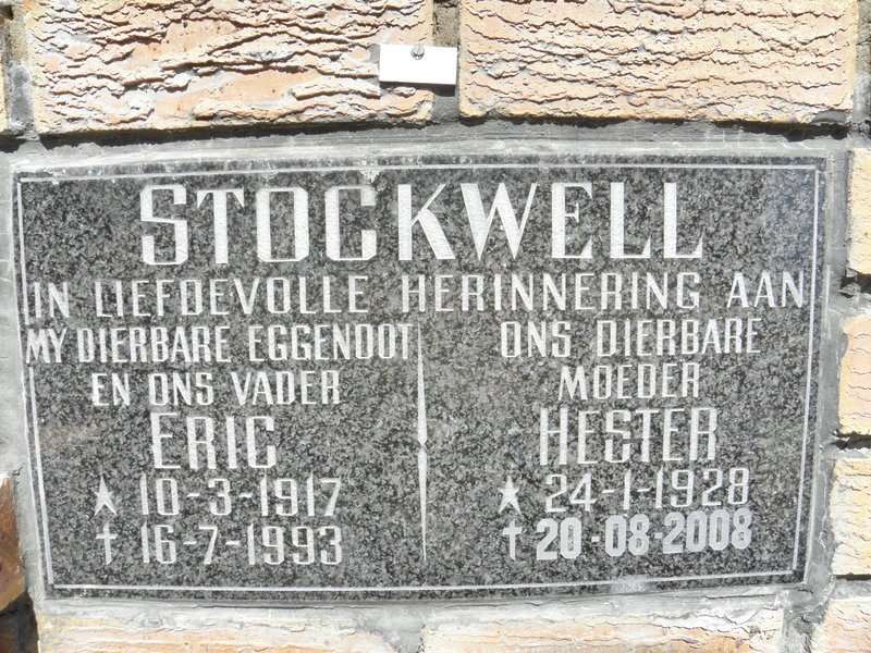 STOCKWELL Eric 1917-1993 &amp; Hester 1928-2008