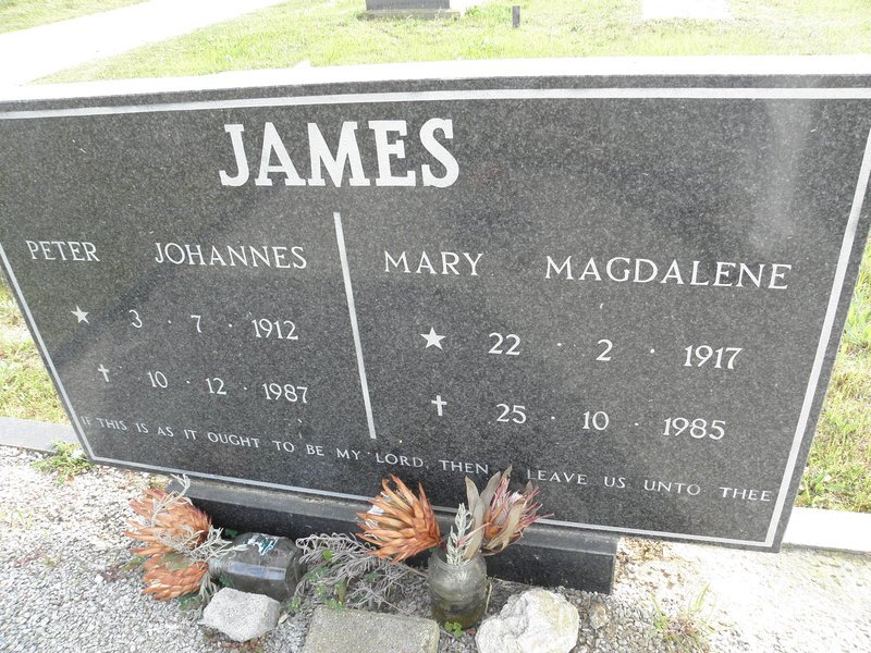 JAMES Peter Johannes 1912-1987 &amp; Mary Magdelene 1917-1985
