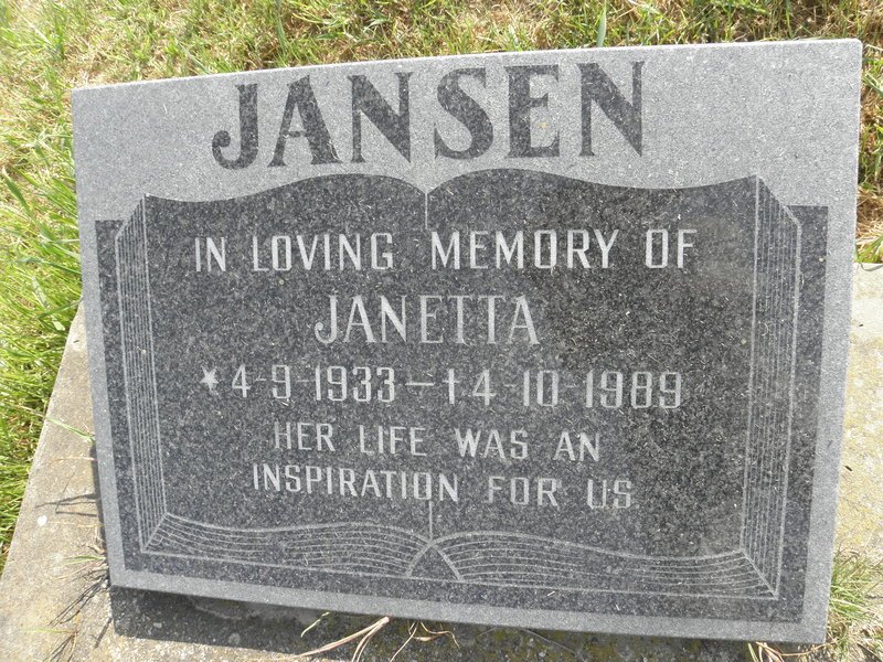 JANSEN Janetta 1933-1989