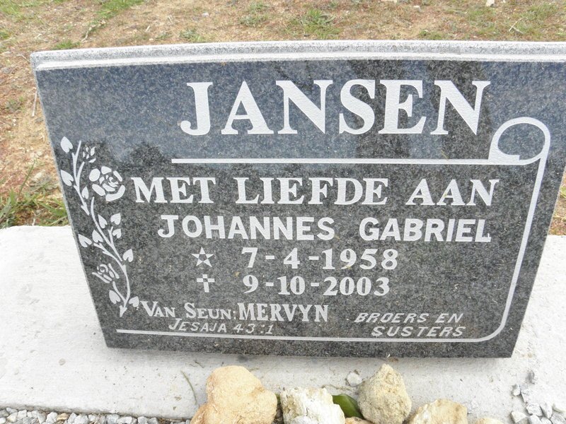 JANSEN Johannes Gabriel 1958-2003