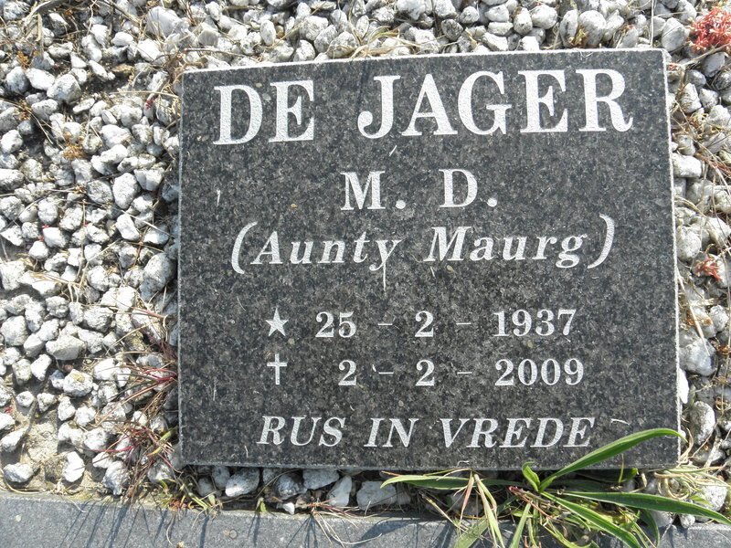 JAGER M.D., de 1937-2009