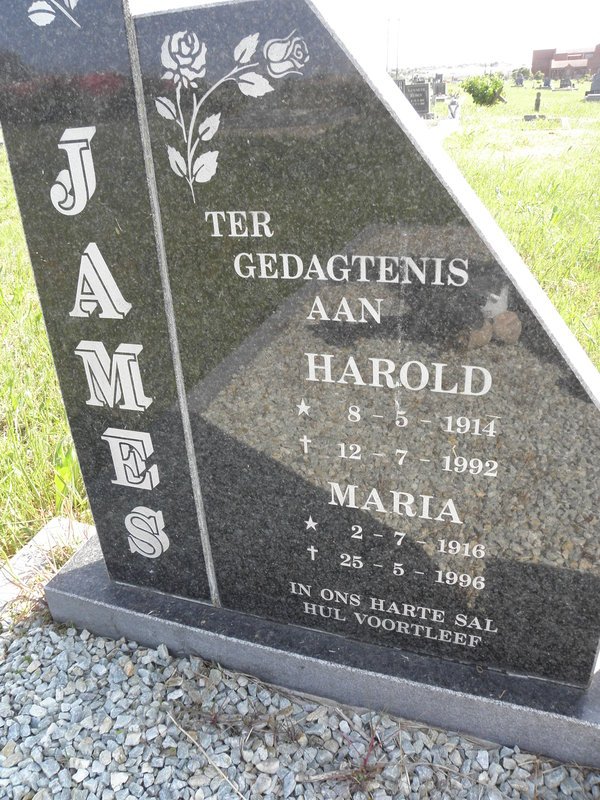 JAMES Harold 1914-1992 &amp; Maria 1916-1996