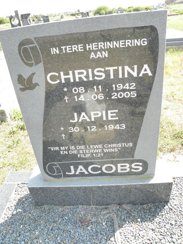 JACOBS Japie 1943- &amp; Christina 1942-2005