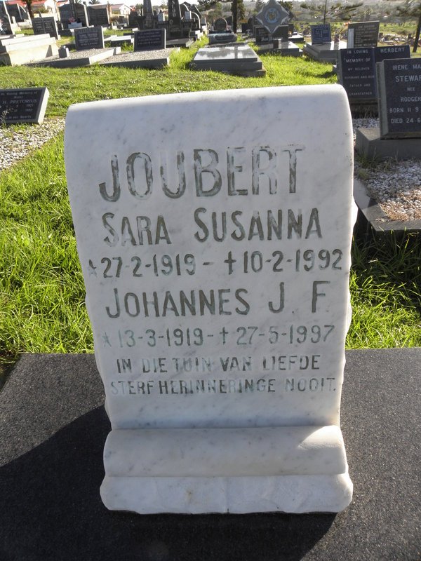JOUBERT Johannes J.F. 1919-1997 &amp; Sara Susanna 1919-1992