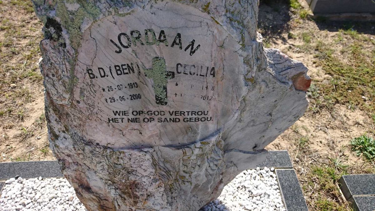 JORDAAN B.D. 1913-2000 &amp; Cecilia 19?8-2012