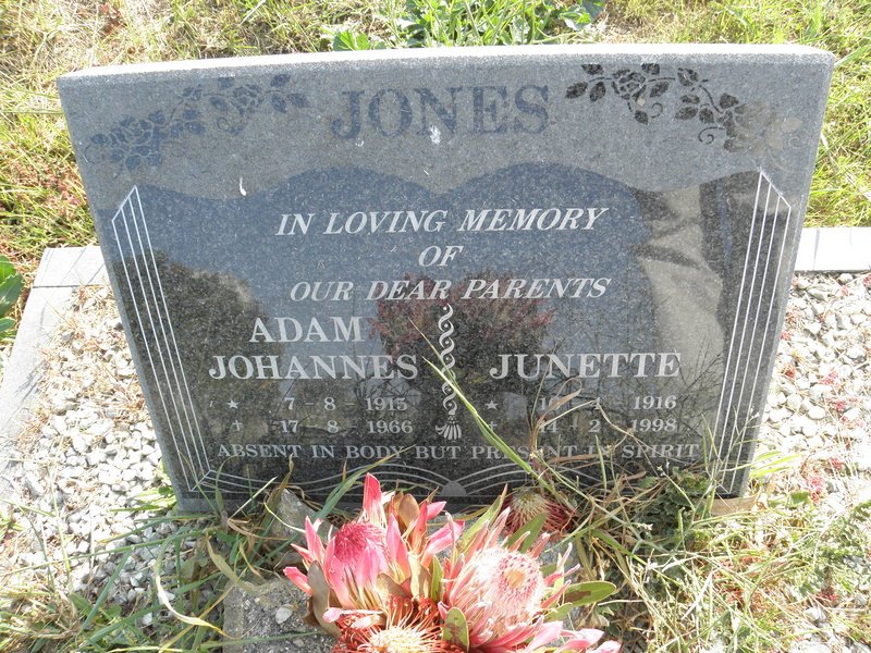 JONES Adam Johannes 1915-1966 &amp; Junette 1916-1998