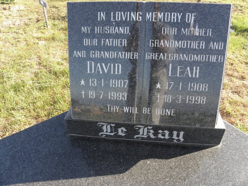 KAY David, le 1907-1993 &amp; Leah 1908-1998