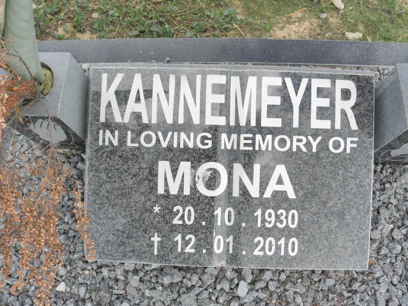 KANNEMEYER Mona 1930-2010