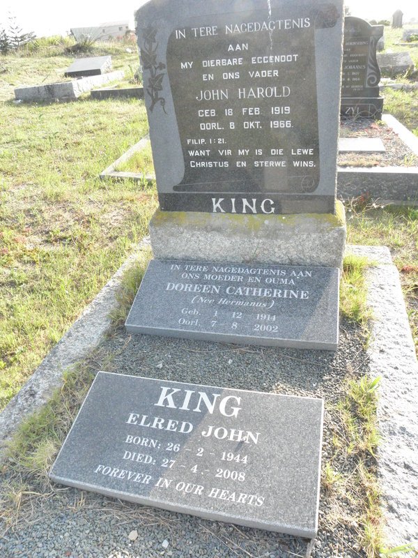 KING John Harold 1919-1966 :: KING Doreen Catherine nee HERMANUS 1914-2002 :: KING Elfred John 1944-2008