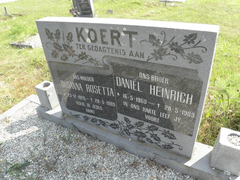 KOERT Daniël Heinrich 1960-1989 :: KOERT Susanna Rosetta 1926-1989